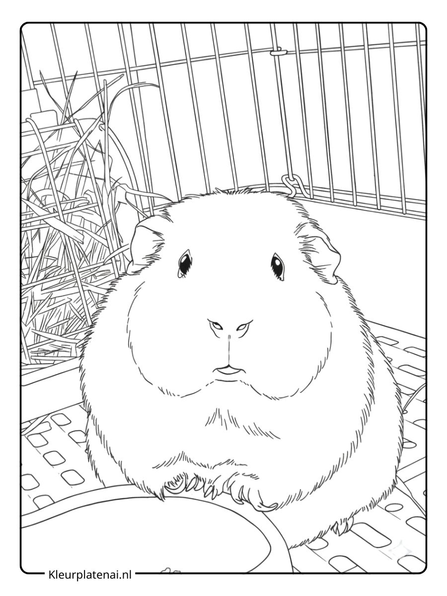 Kleurplaat Cavia Schattig (2)