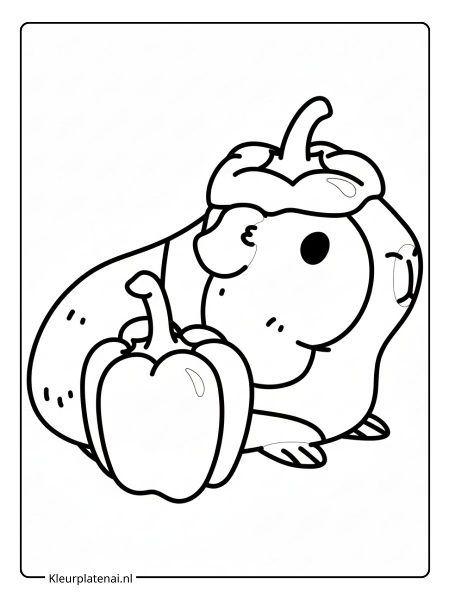 Kleurplaat Cavia Schattig