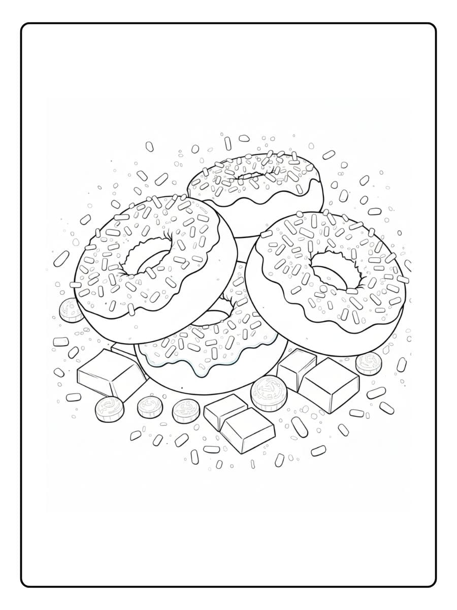 Kleurplaat Donut Schattig (1)