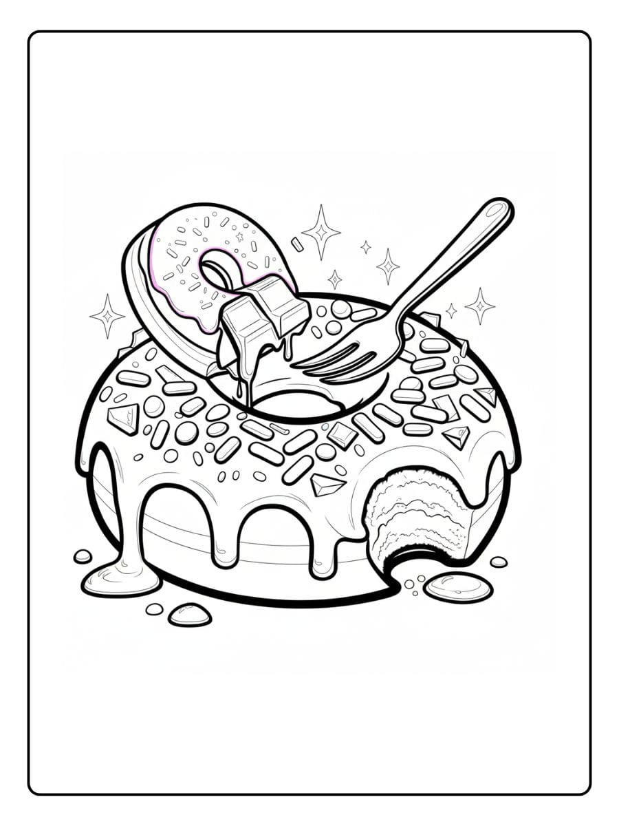 Kleurplaat Donut Schattig (10)