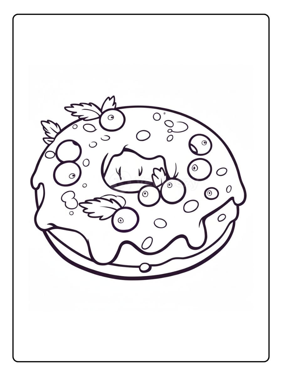 Kleurplaat Donut Schattig (2)