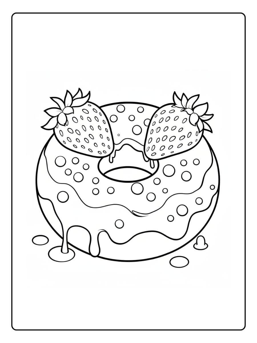 Kleurplaat Donut Schattig (4)