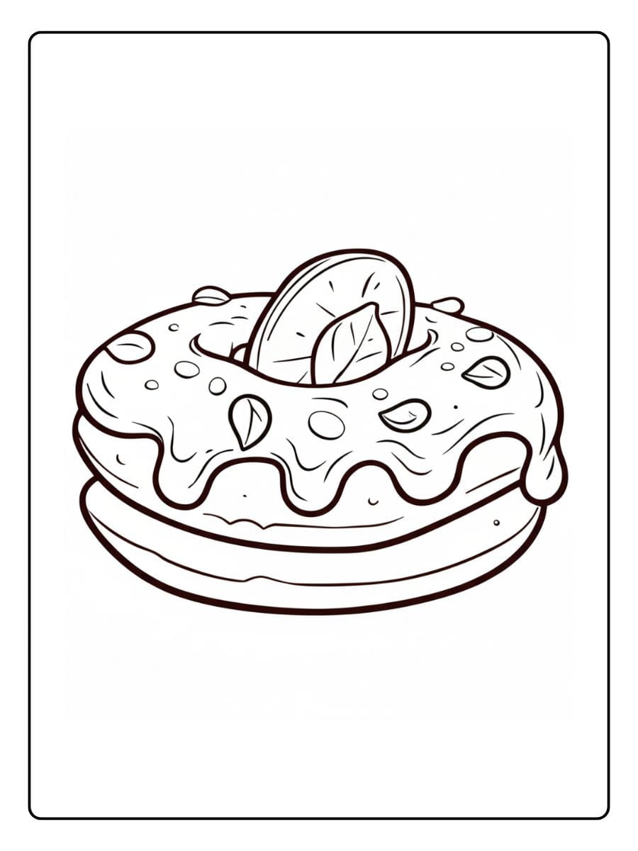 Kleurplaat Donut Schattig (5)