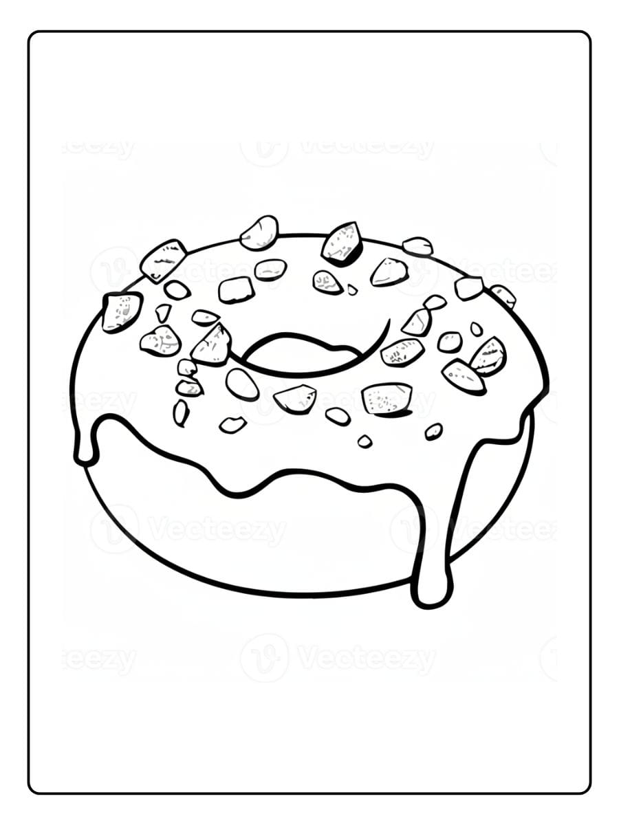Kleurplaat Donut Schattig (6)
