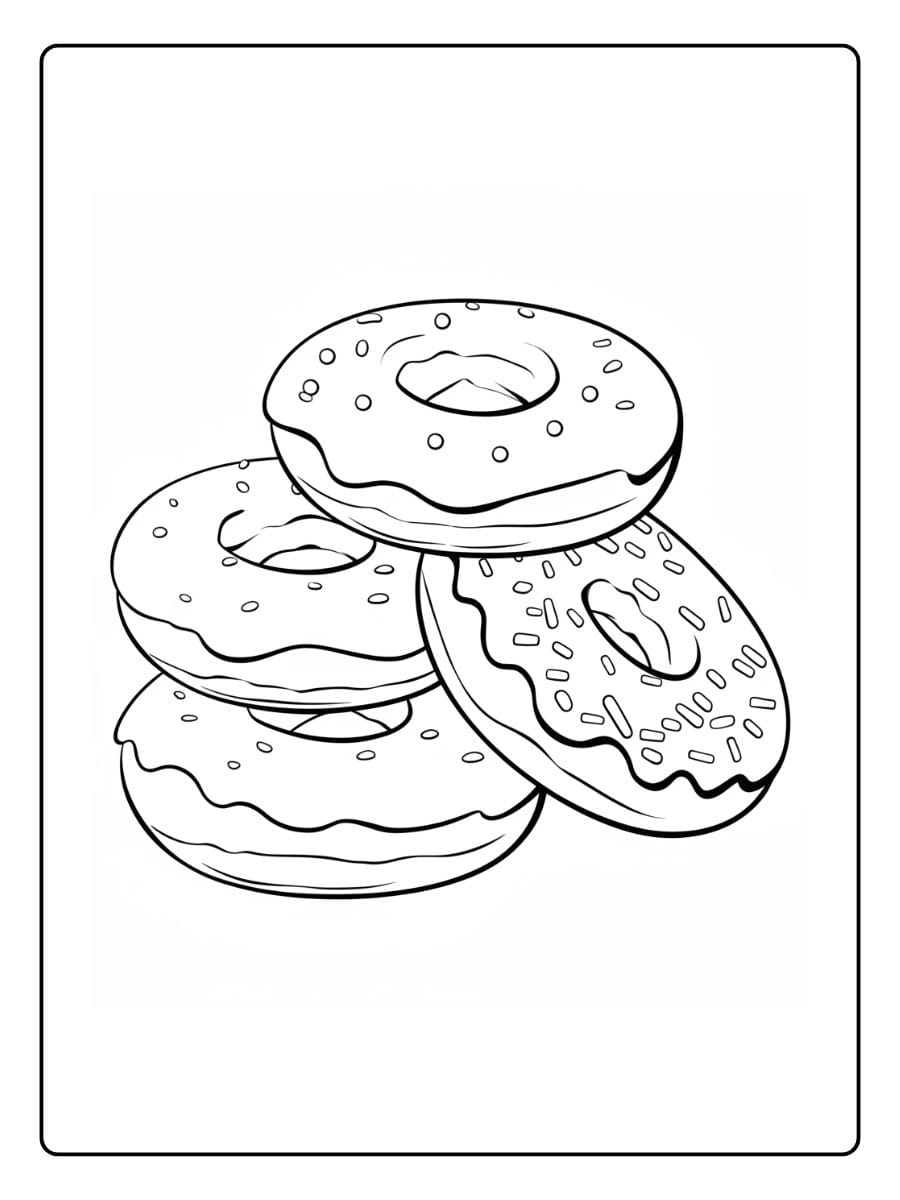 Kleurplaat Donut Schattig (7)