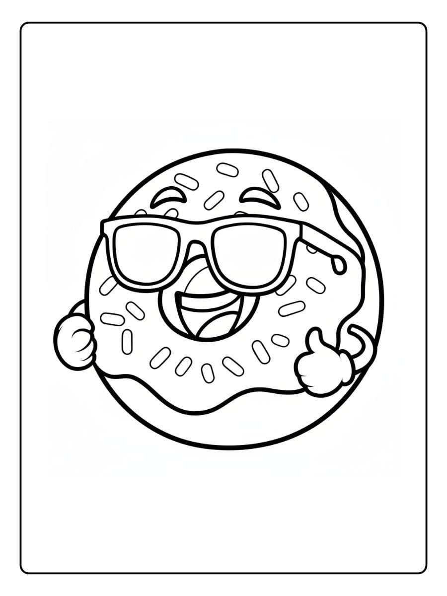 Kleurplaat Donut Schattig (8)