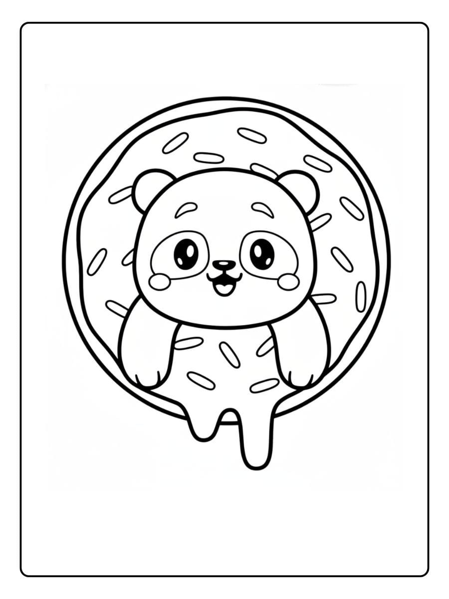 Kleurplaat Donut Schattig (9)