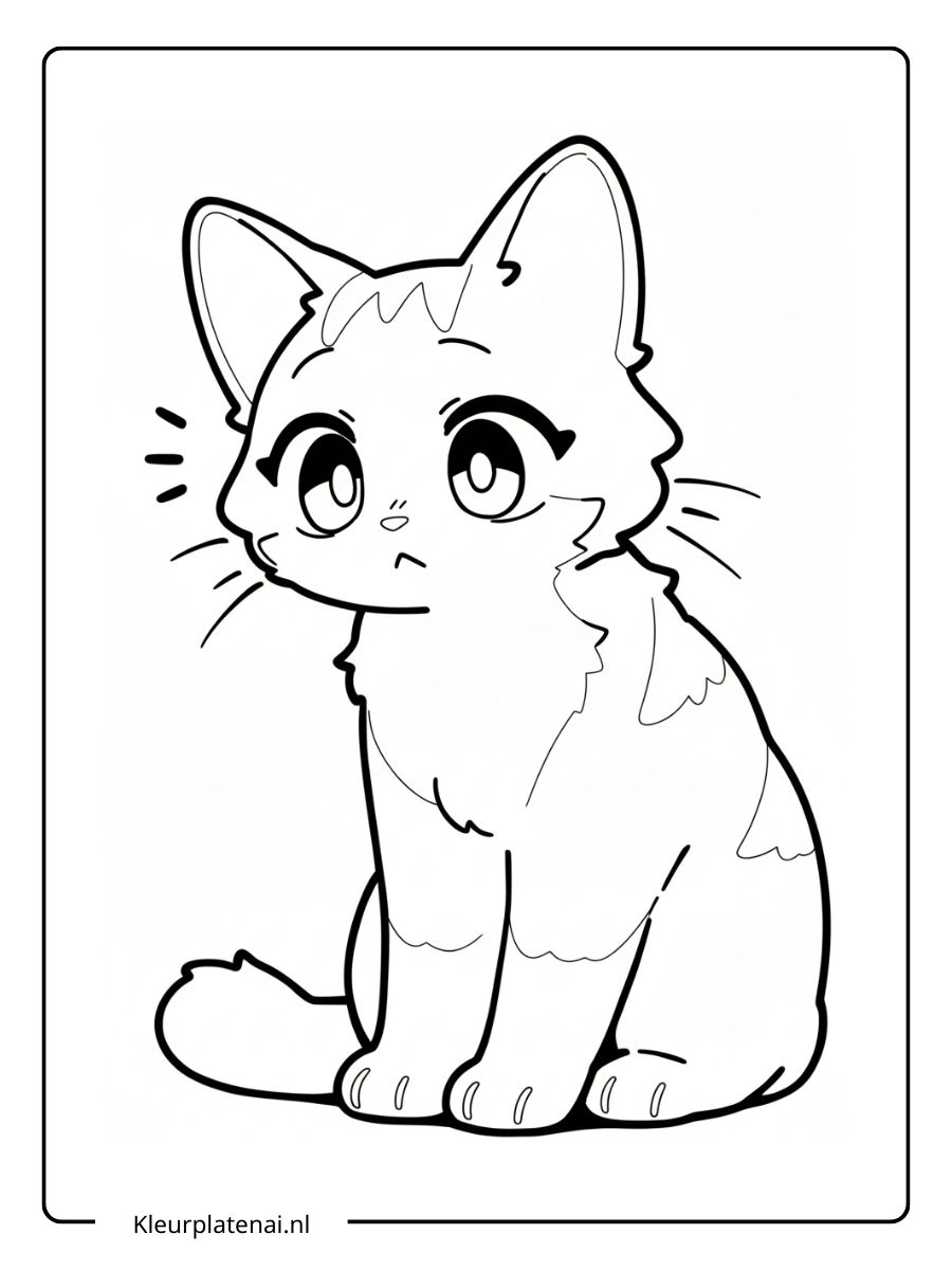 Kleurplaat Kitten Schattig (13)