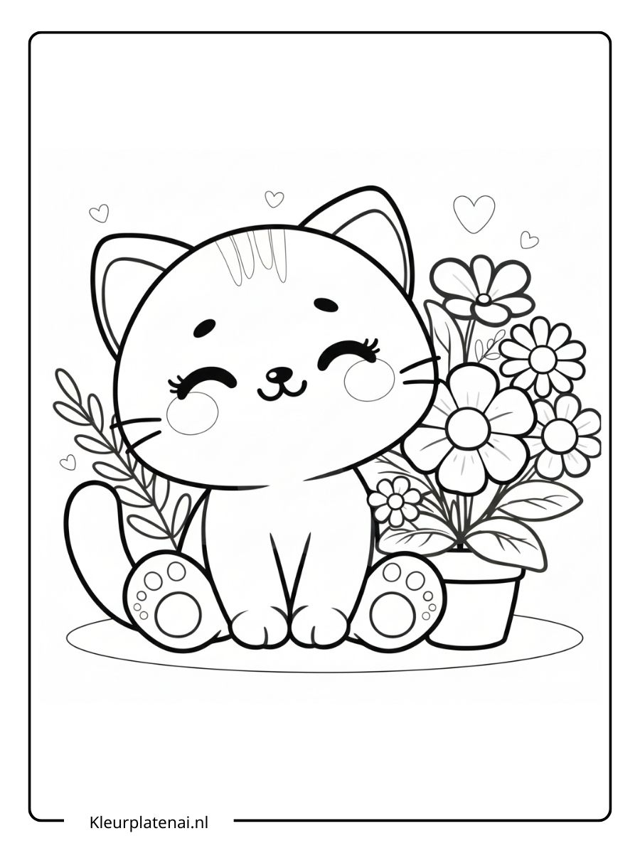 Kleurplaat Kitten Schattig (14)