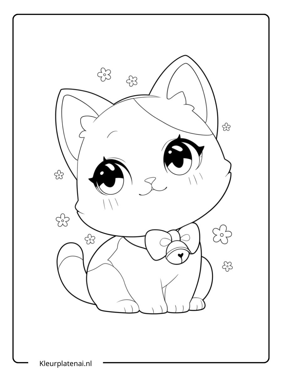 Kleurplaat Kitten Schattig (18)