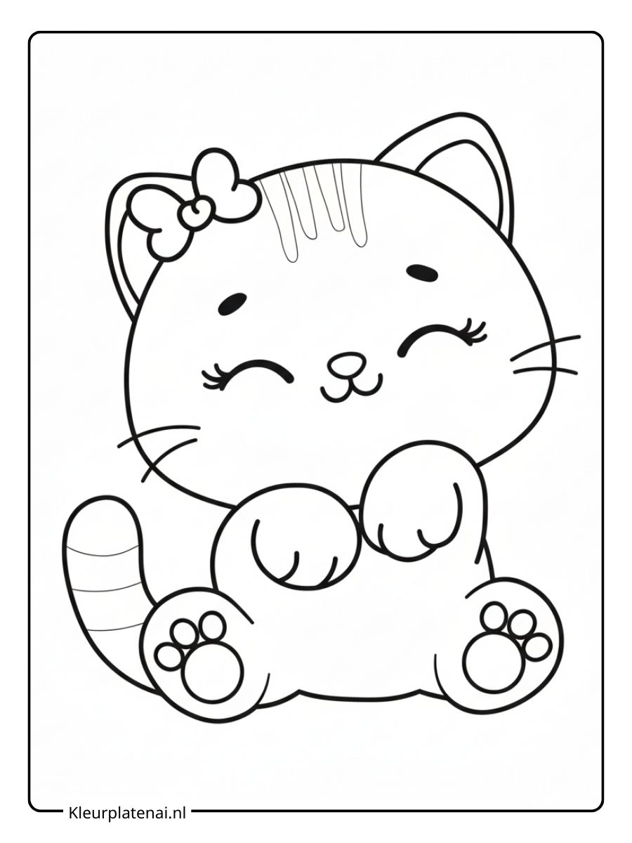 Kleurplaat Kitten Schattig (3)