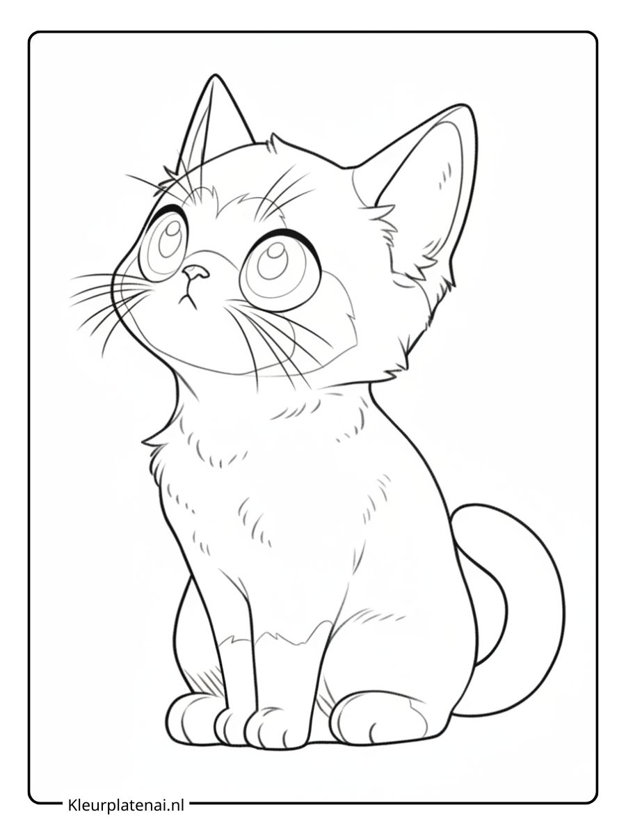 Kleurplaat Kitten Schattig (5)