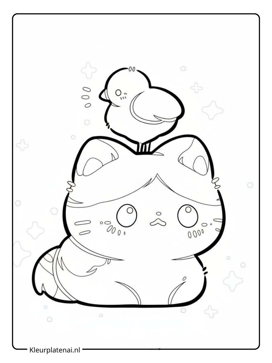 Kleurplaat Kitten Schattig (6)