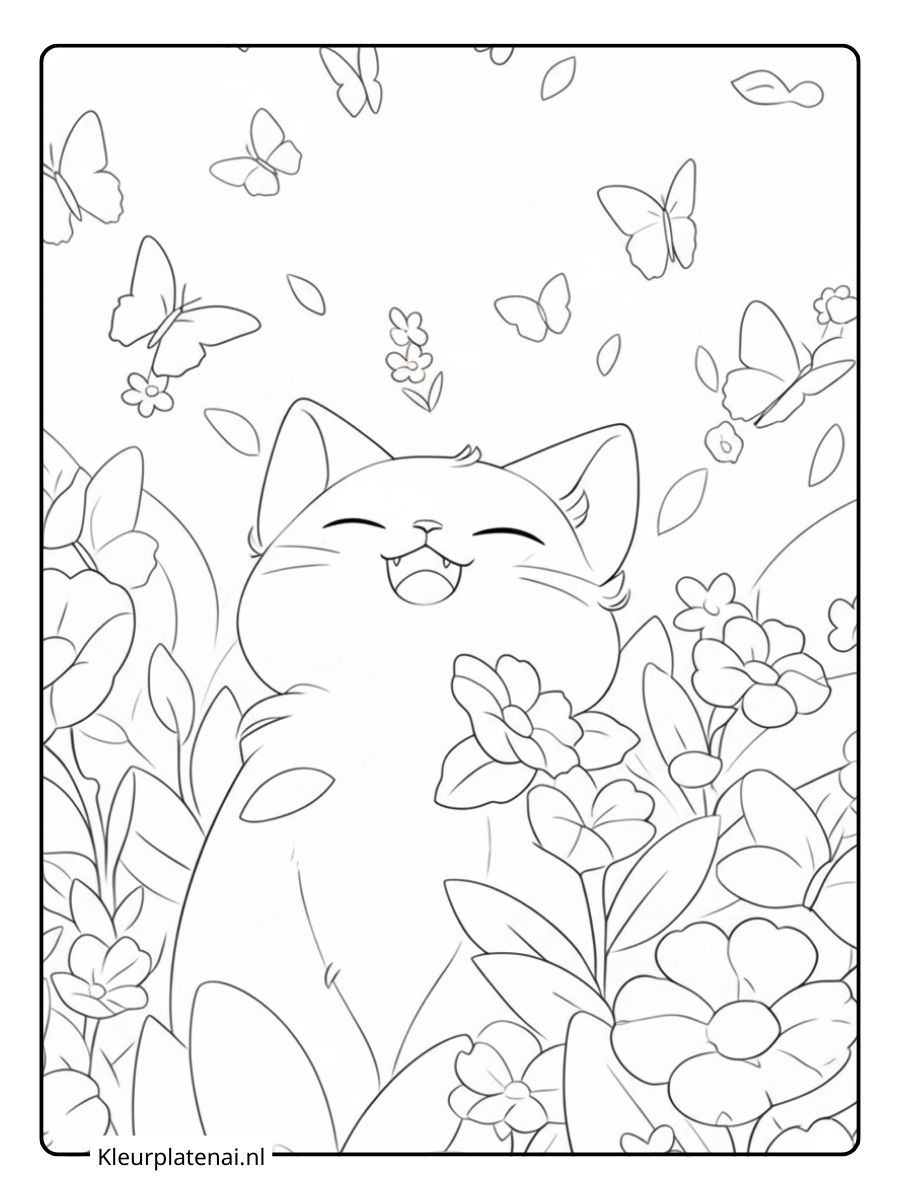 Kleurplaat Kitten Schattig (7)