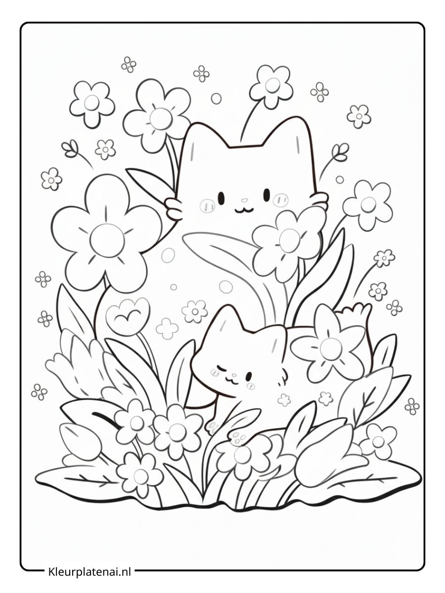 Kleurplaat Kitten Schattig (8)