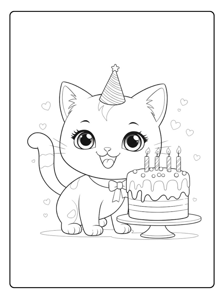 Kleurplaat Kitten Schattig Speels Kitten met Bal Wol