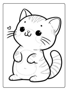 Kleurplaat Kitten Schattig met Vlinder