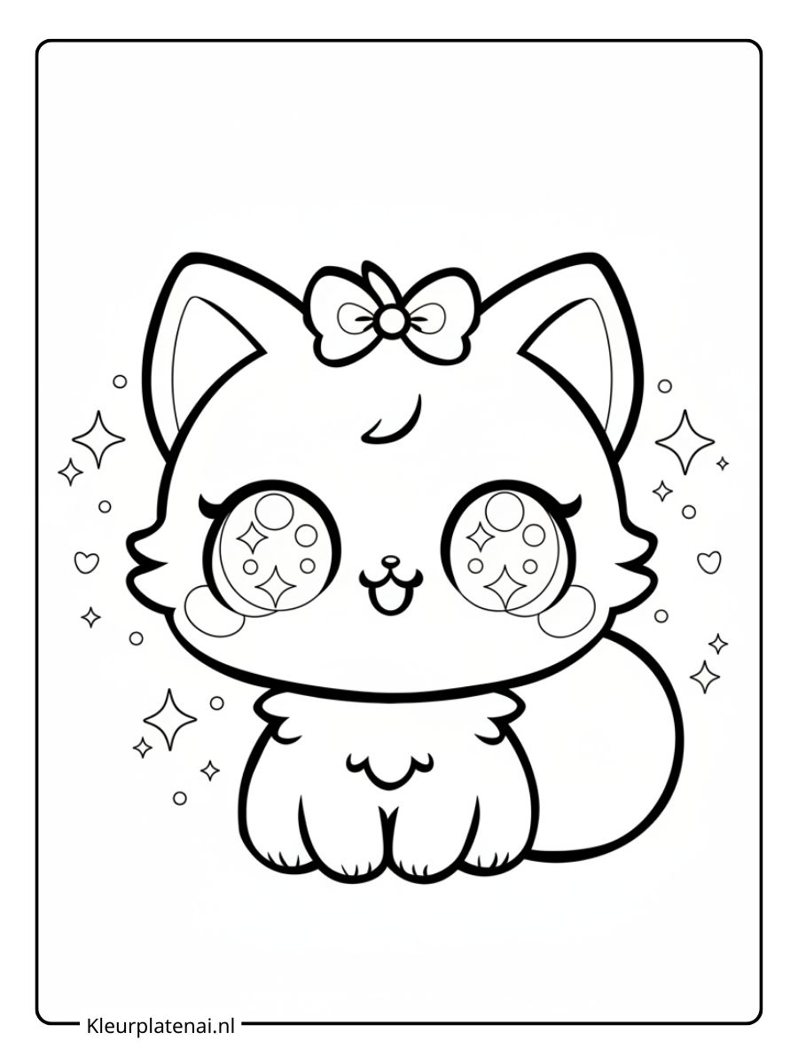 Kleurplaat Kitten Schattig