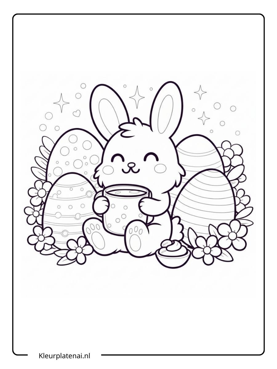 Kleurplaat Konijn Schattig (10)