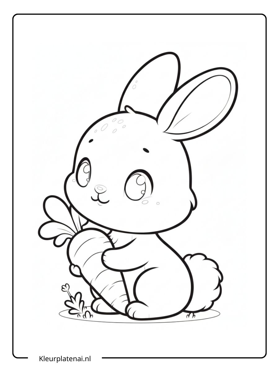 Kleurplaat Konijn Schattig (15)