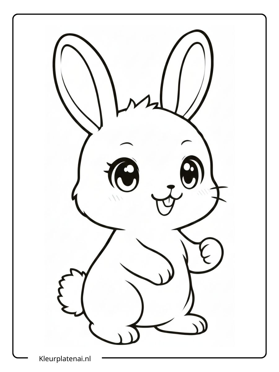 Kleurplaat Konijn Schattig (3)