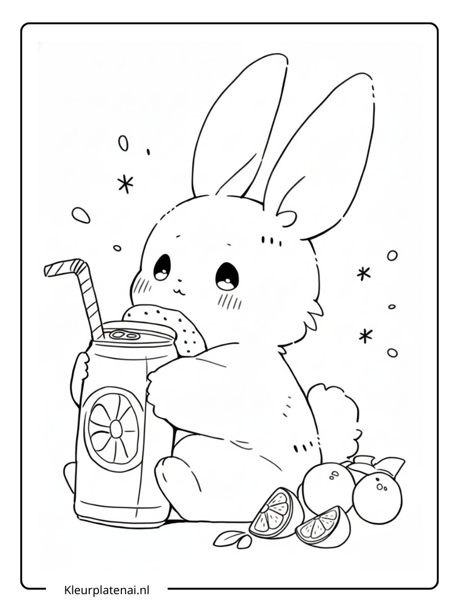 Kleurplaat Konijn Schattig (4)