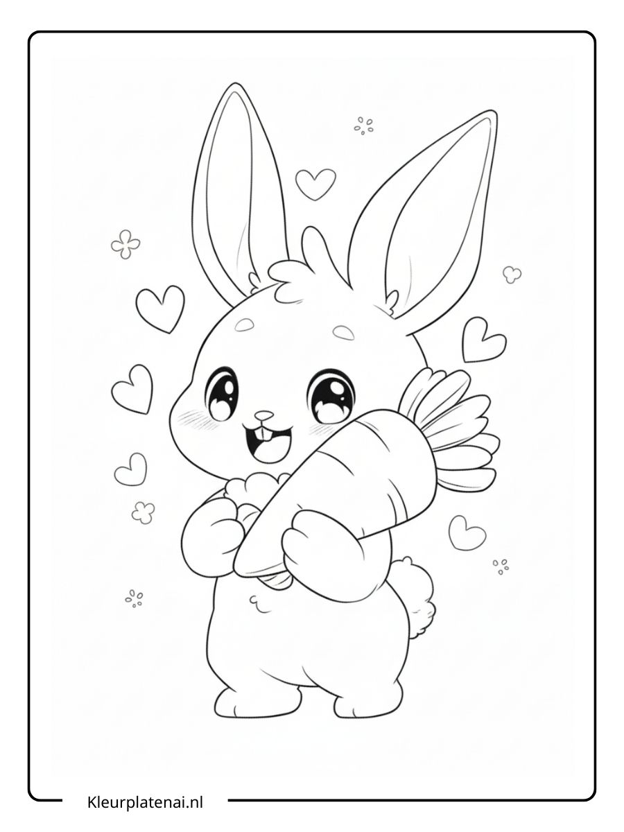 Kleurplaat Konijn Schattig (5)