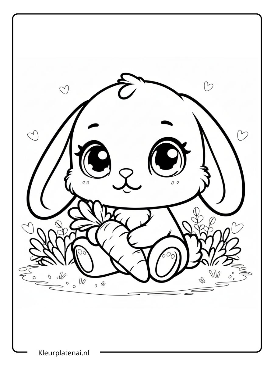 Kleurplaat Konijn Schattig (8)