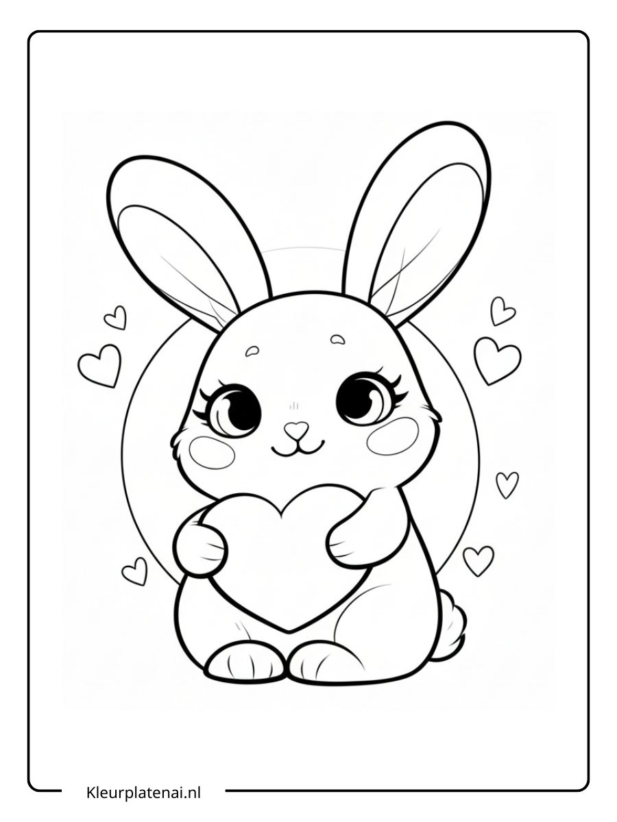 Kleurplaat Konijn Schattig (9)
