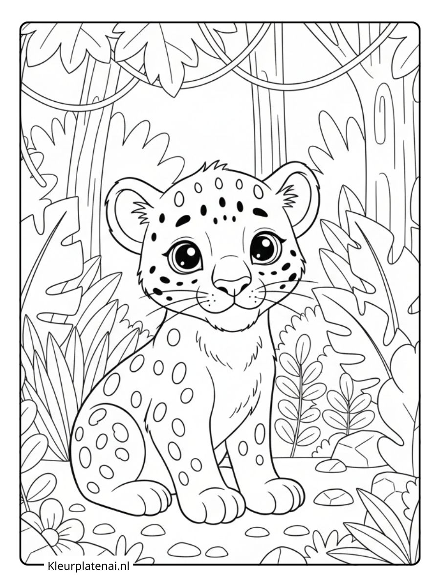 Kleurplaat Panter Schattig (2)