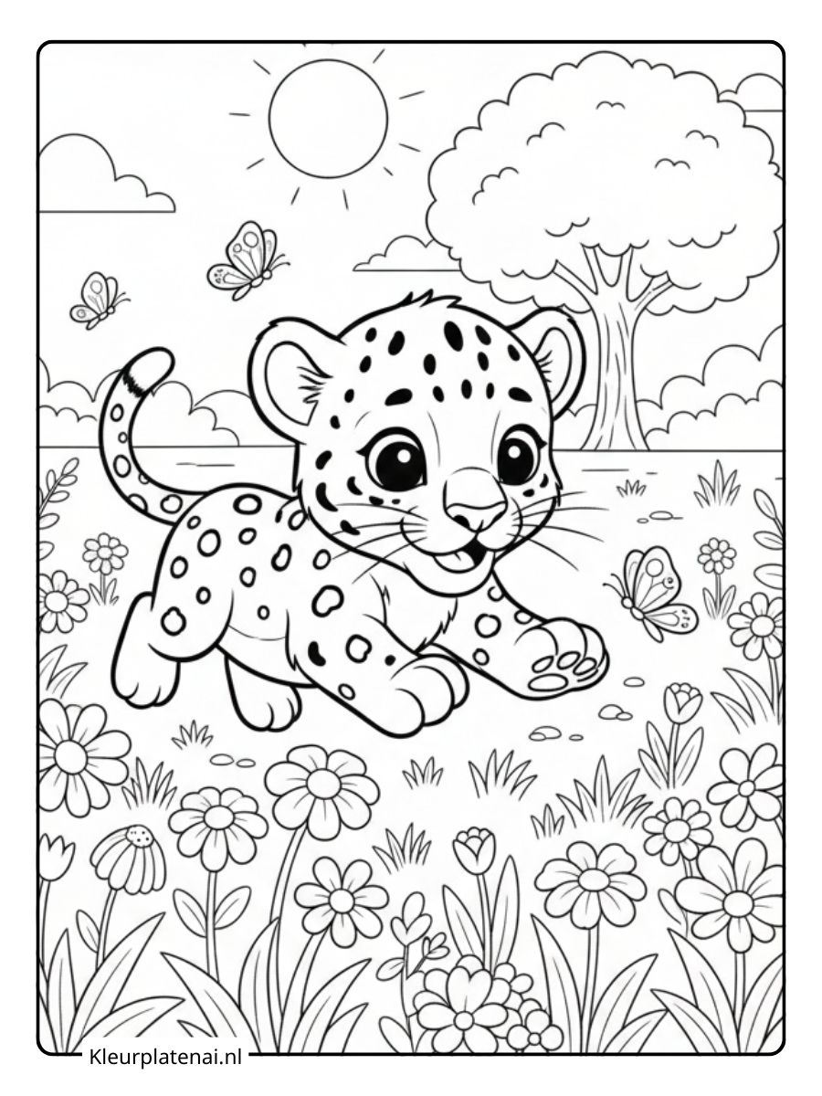 Kleurplaat Panter Schattig