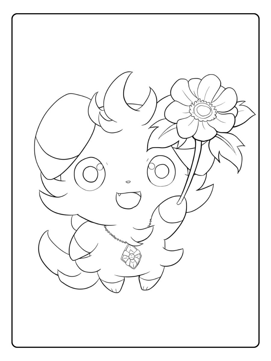 Kleurplaat Pokemon schattig Lieve Skitty speelt