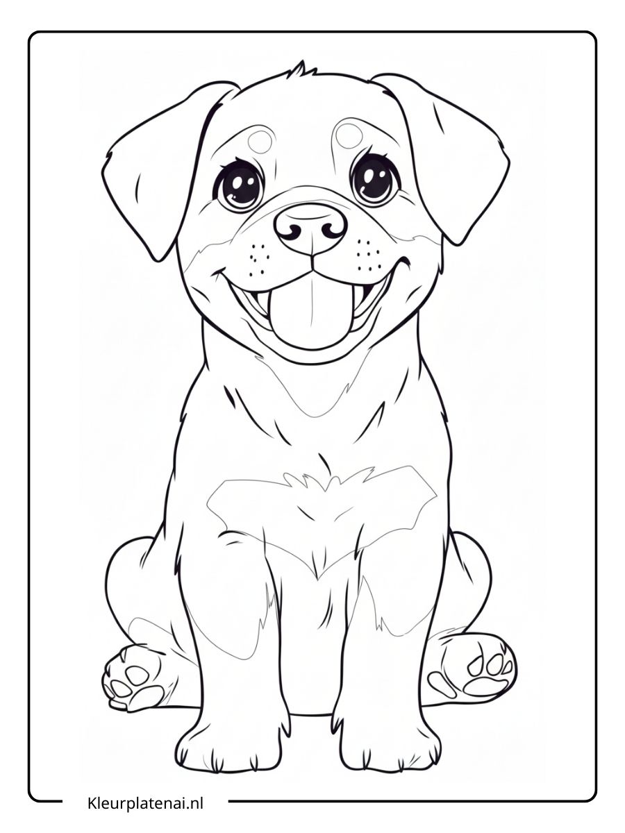 Kleurplaat Puppy Schattig (10)