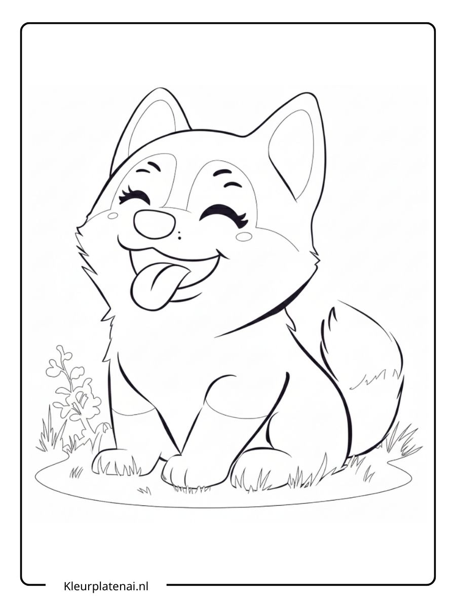 Kleurplaat Puppy Schattig (12)