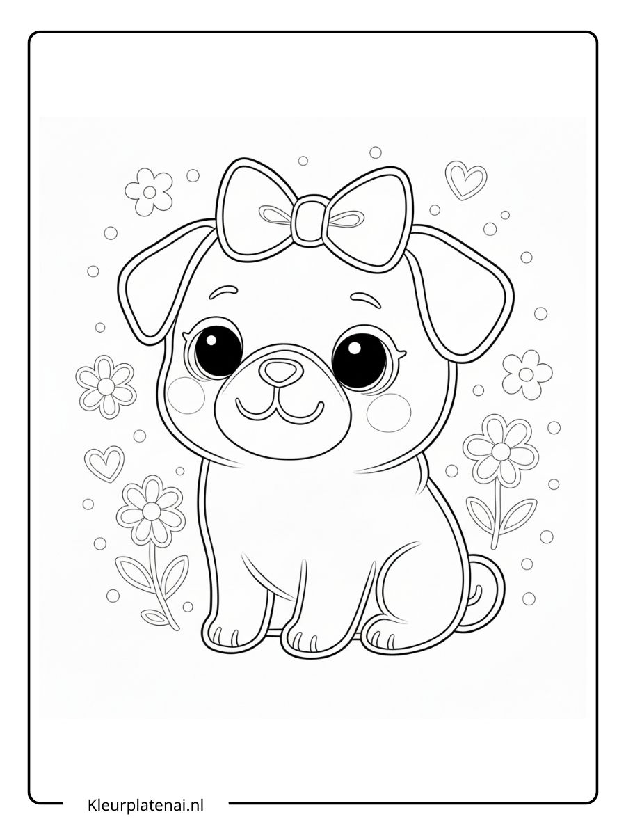Kleurplaat Puppy Schattig (14)