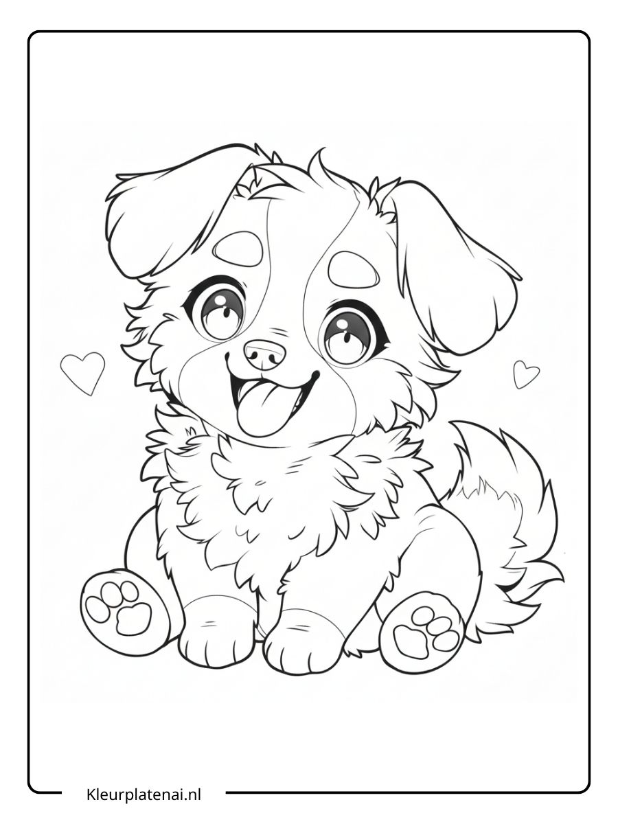 Kleurplaat Puppy Schattig (17)