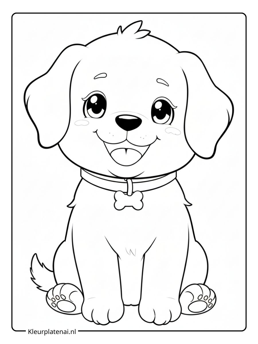Kleurplaat Puppy Schattig (4)