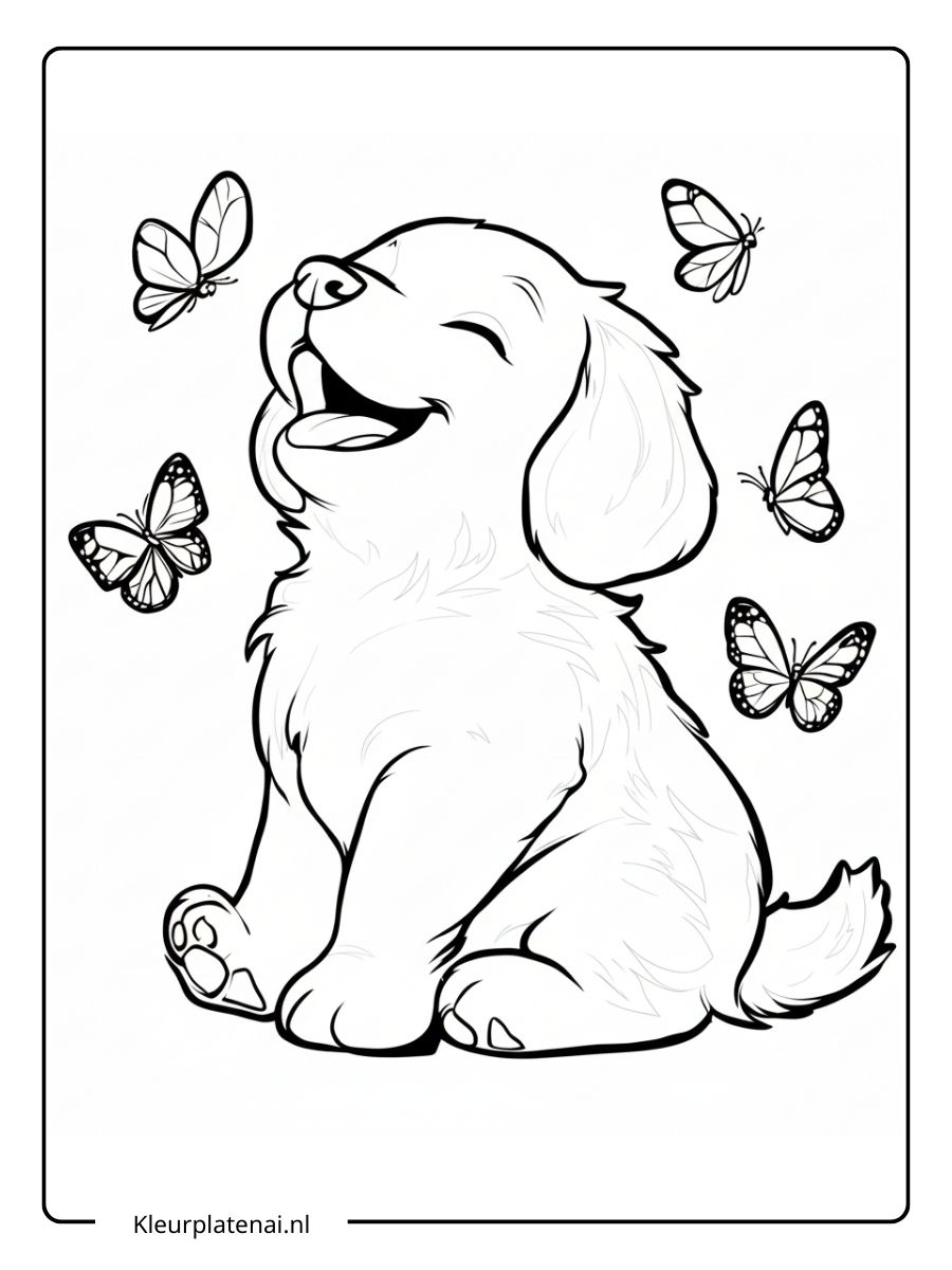 Kleurplaat Puppy Schattig (6)