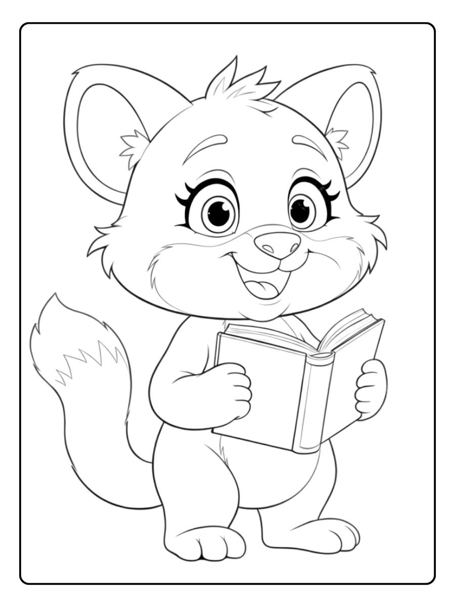 Kleurplaat Schattige Dieren met Grote Ogen