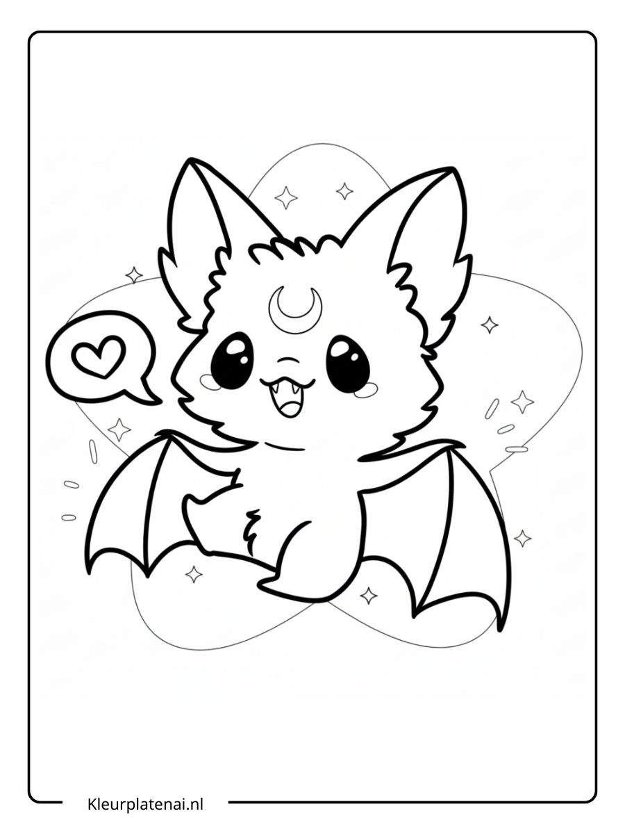 Kleurplaat Vleermuis Schattig (11)