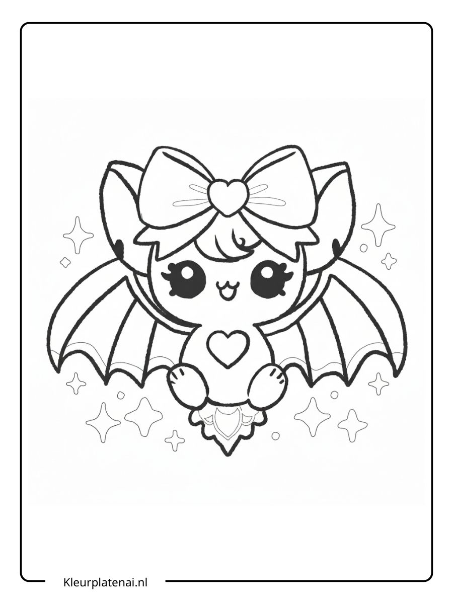 Kleurplaat Vleermuis Schattig (12)