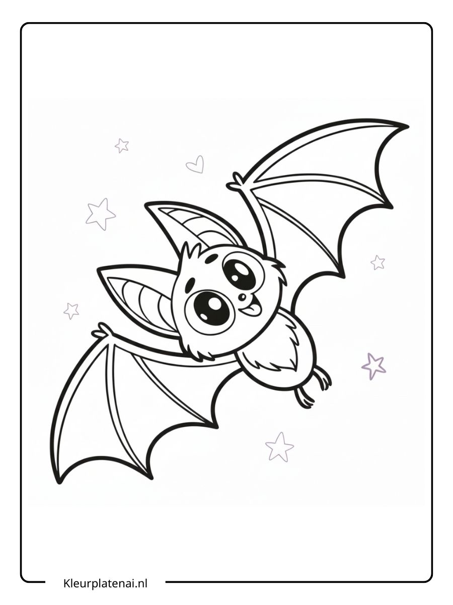 Kleurplaat Vleermuis Schattig (13)