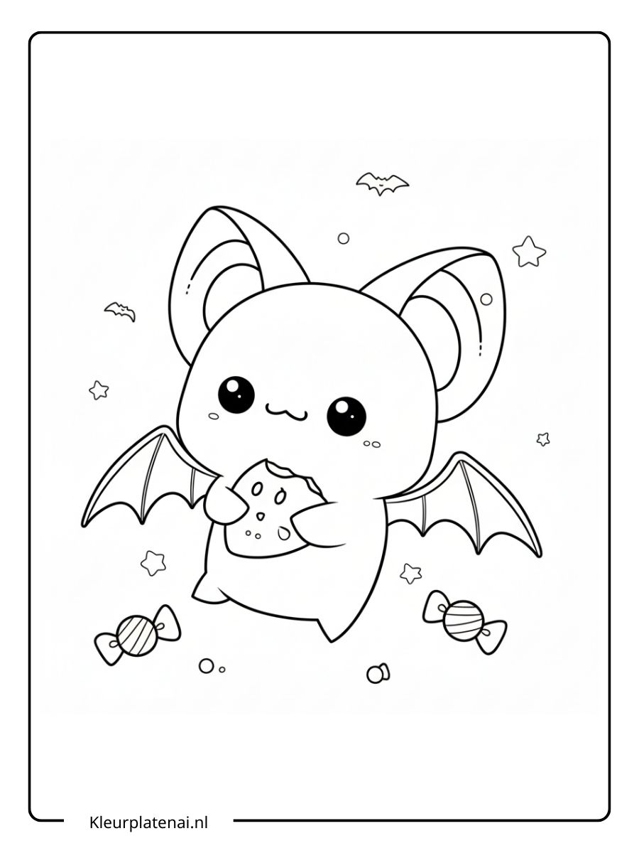 Kleurplaat Vleermuis Schattig (15)