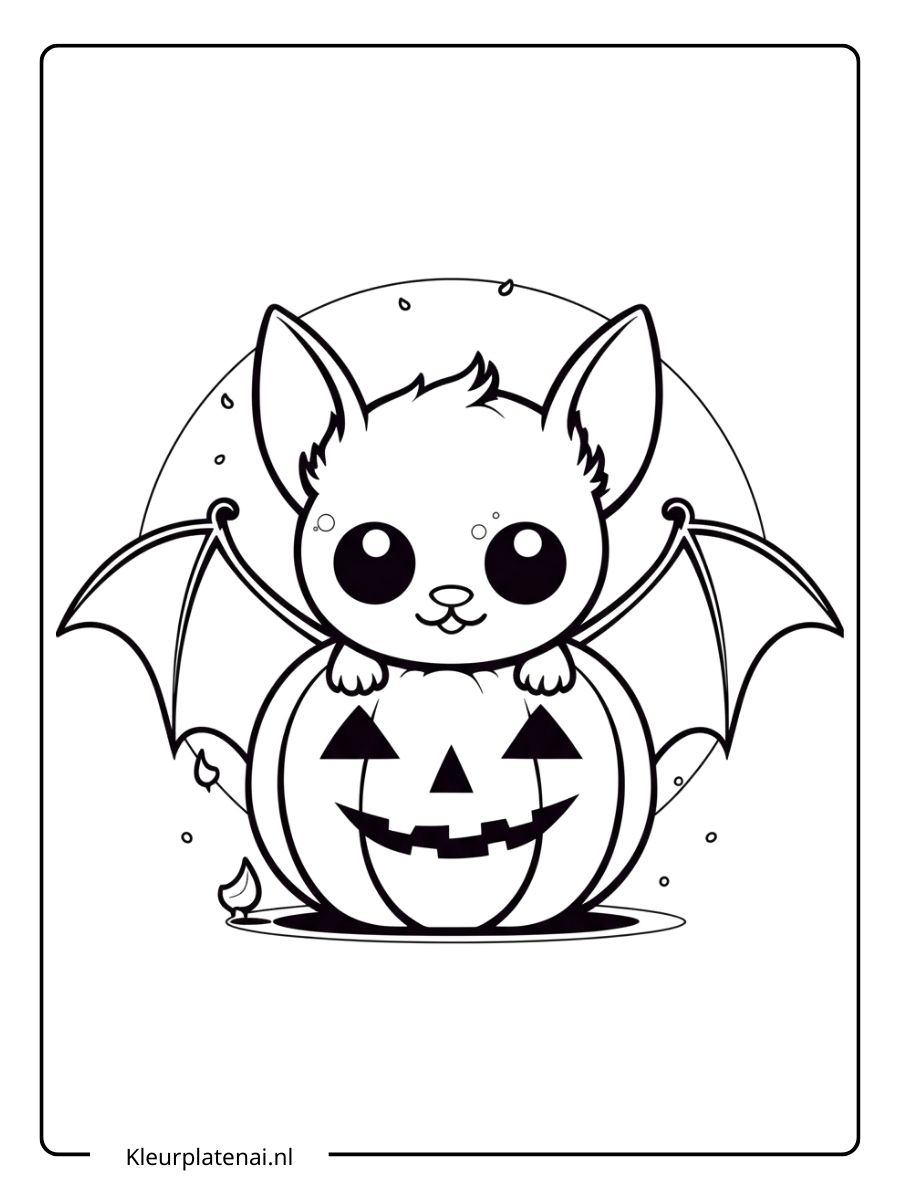 Kleurplaat Vleermuis Schattig (17)