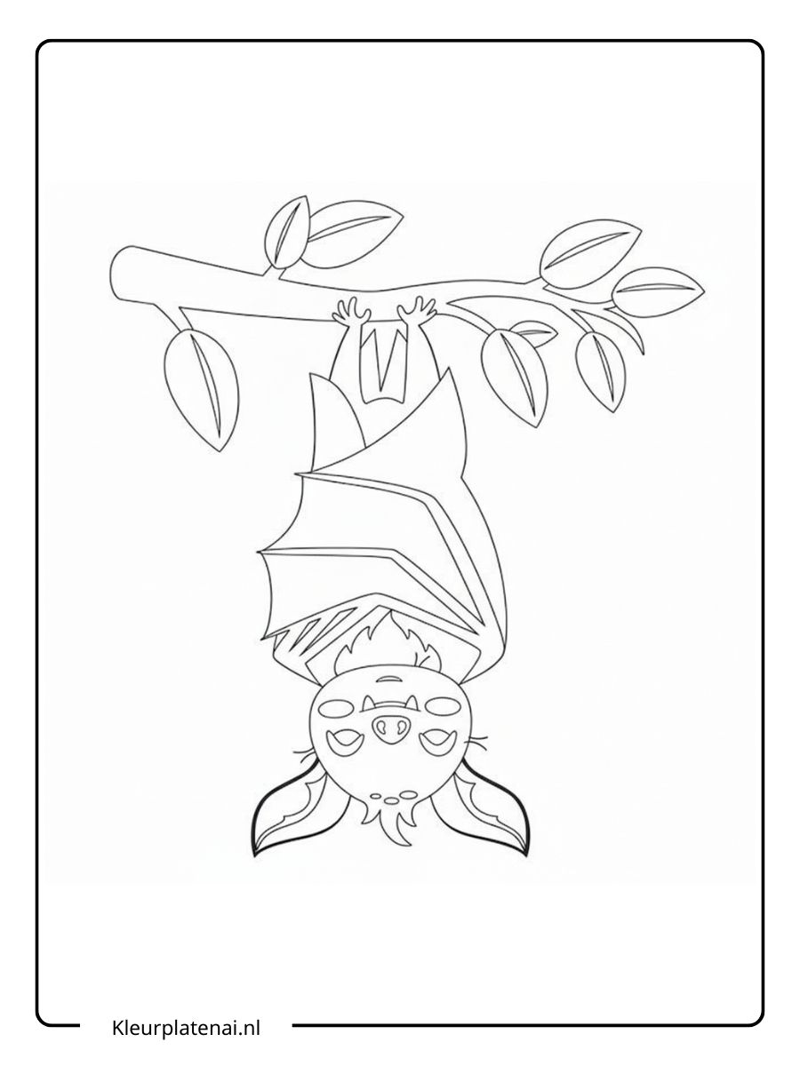 Kleurplaat Vleermuis Schattig (2)