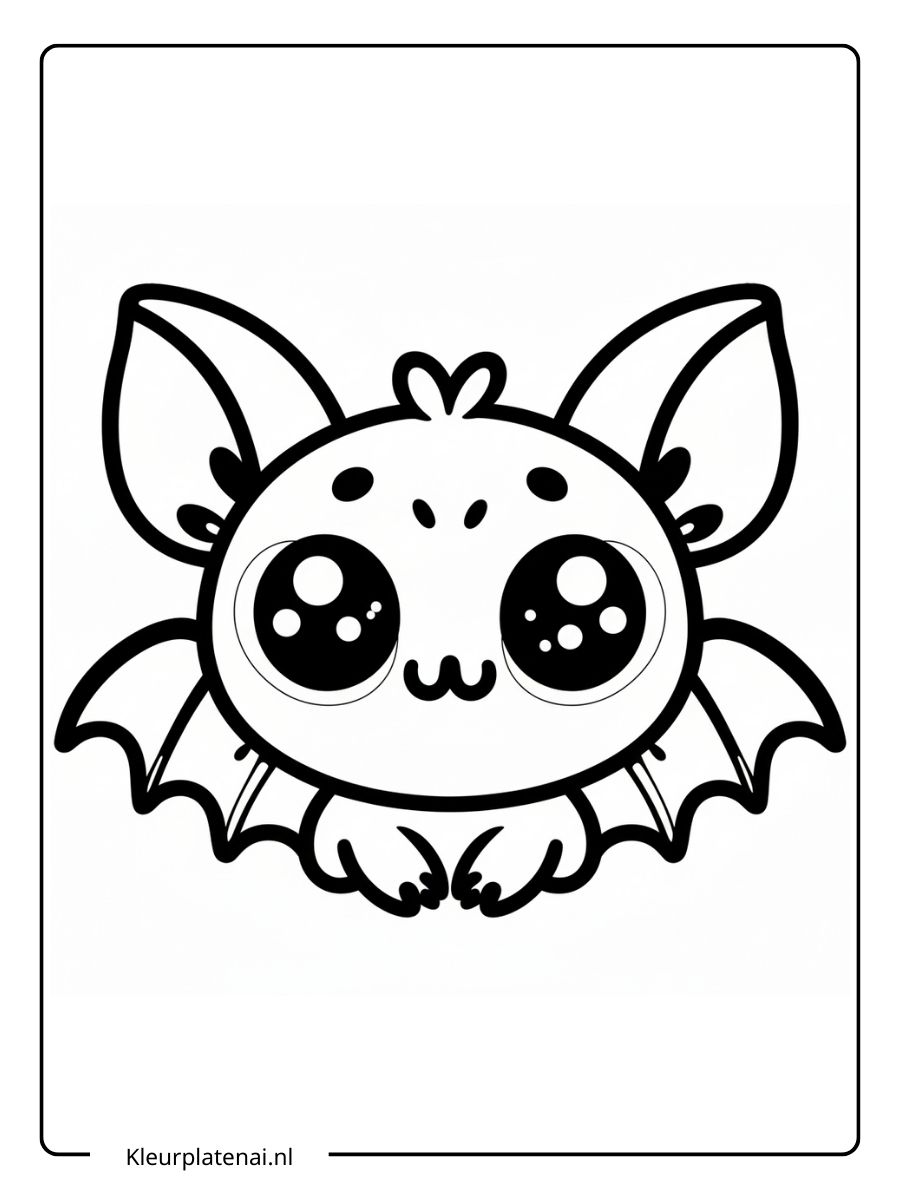 Kleurplaat Vleermuis Schattig (3)