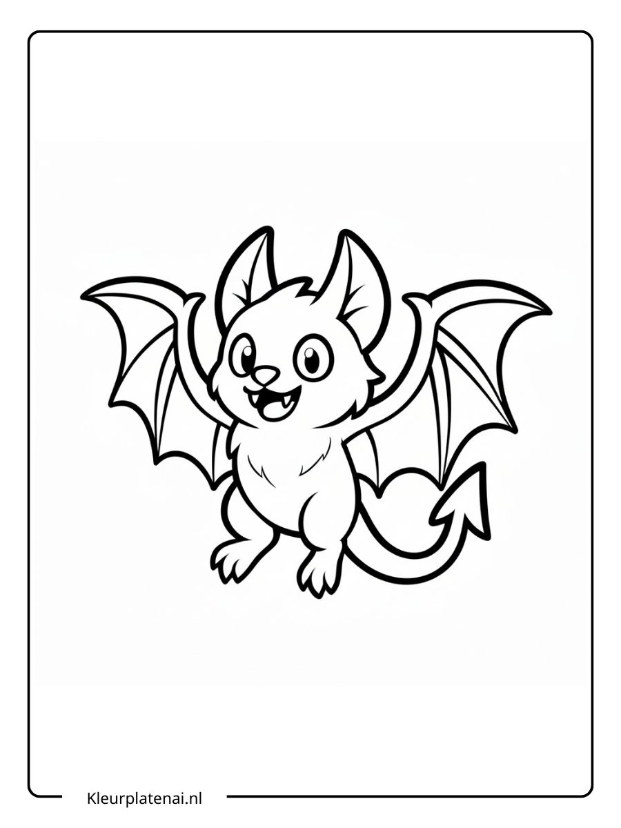 Kleurplaat Vleermuis Schattig (5)