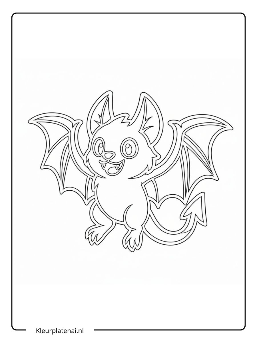 Kleurplaat Vleermuis Schattig (6)