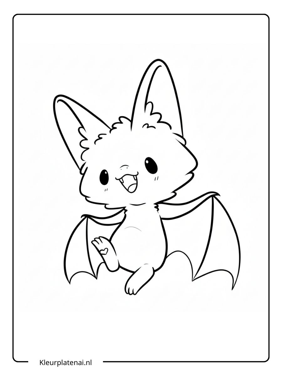 Kleurplaat Vleermuis Schattig (8)