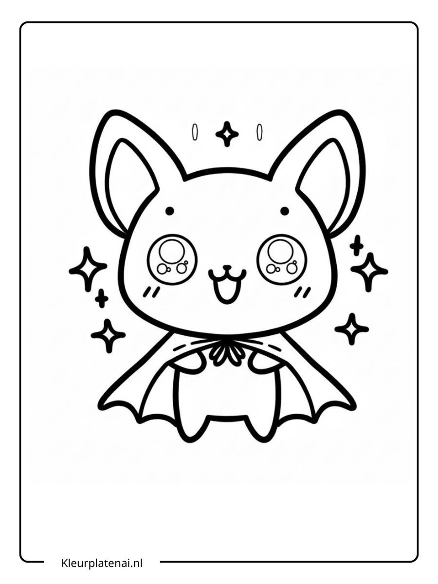 Kleurplaat Vleermuis Schattig (9)